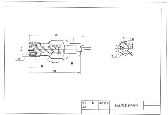 160KVp 2mA X Ray Tube για το σύστημα επιθεώρησης ασφάλειας αεροδρομίου 190x182x Dia52mm διάμετρος